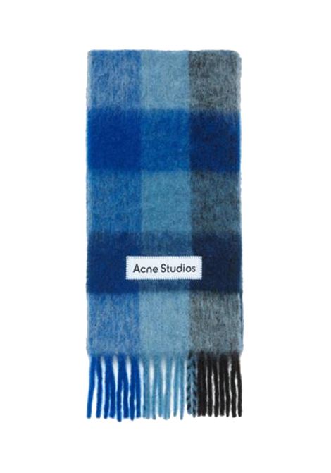 sciarpa mohair a quadri unisex navy, nera e blu ACNE STUDIOS | CA0084DUB